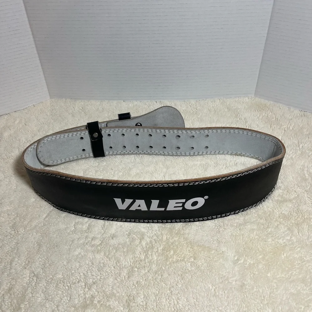Valeo Leather Weightlifting Belt Black Powerlifting Gym Belt OS